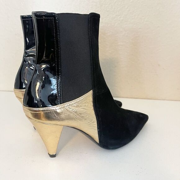 AGL gold metallic black leather Ankle boots 37 - Picture 4 of 11